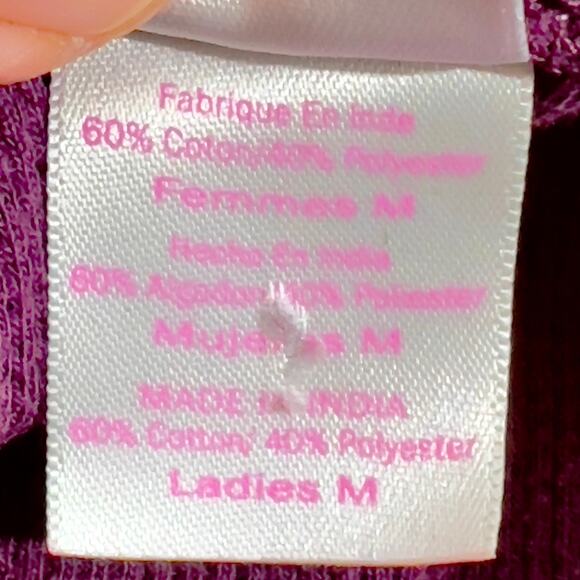 Waffle Weave Hoodie LAT Woman's M Purple w/ Butterfly Print On Front - Picture 5 of 10